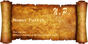 Nemes Patrik névjegykártya